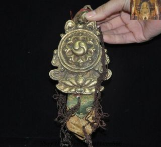 Old Tibet Buddhism Temple Bronze Silk Cloth Exorcism Faqi Statue Amulet Pendant