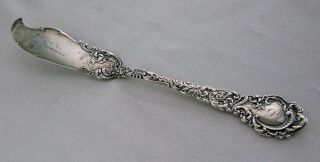 Wallace " Louvre " Sterling Silver Flat Handle Master Butter Knife C.  1893;g572