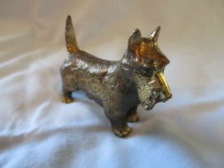 Vintage Cast Iron Scottish Terrier Scotty Dog Paper Weight Figure Gold Wash