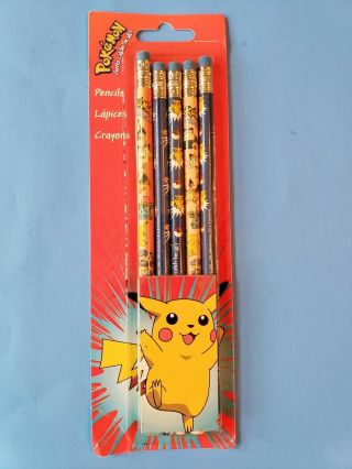 Vintage 1990s Pokemon Monsters Pencil Set Nintendo In Package.  Rare