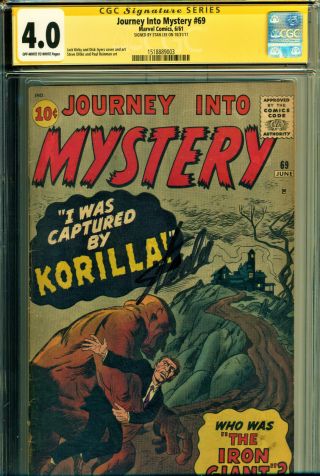 Journey Into Mystery 69 Cgc 4.  0 Ss Signed Stan Lee 2nd Highest Of The 4 Signed