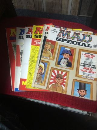 Six Mad Special Magazines Comic Books Including All Inserts / Stickers / Posters