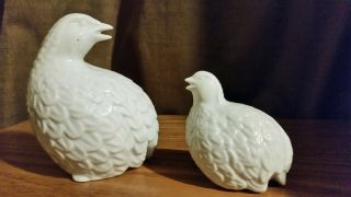 Vintage Quail Figurines,  Ceramic,  White