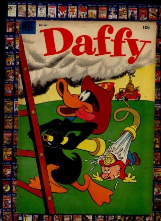 Daffy Duck 1 Dell 4 Color 457 Golden Age Cartoon Comic Warner Firefighter Cover