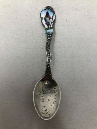 Shepard Sterling Silver Souvenir Spoon Enamel Indian Grand Canyon Arizona