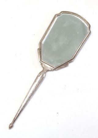 Vintage Art Deco Silver Hallmarked Monogrammed Hand Mirror - Birmingham - B46