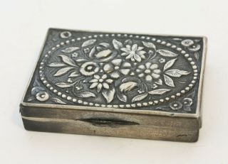 Antique Fine Silver European Spanish Pill Box Trinket Snuff Fine Hallmarked