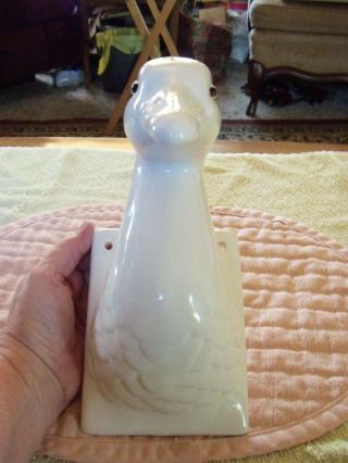 Large Vintage Ceramic White Duck / Goose Apron/ Towel Hook