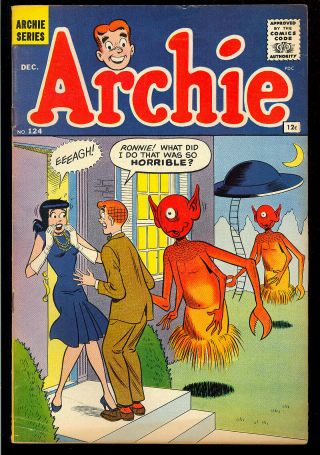 Archie Comics 124 Ufo Alien Cover Silver Age Betty & Veronica 1961 Vg - Fn