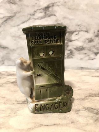 Antique German Fairing Pigs Figurine Telephone Booth Germany Vintage Engaged