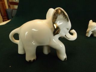 Vintage set of 3 Elephants,  White Porcelain with Gold Accents.  Made in Japan 5
