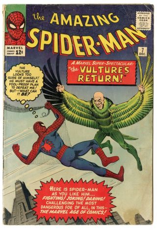 Spider - Man 7 Vg 4.  0 Off - White Pages The Vulture Returns Marvel 1963