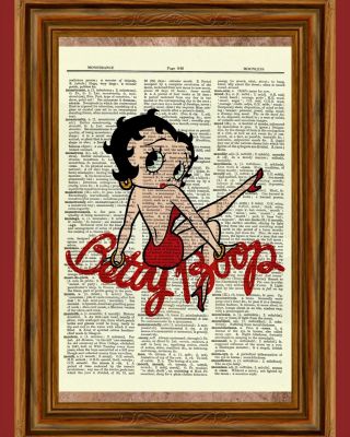 Betty Boop Dictionary Art Print Poster Picture Vintage Book Collectible Gift