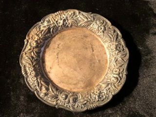 S.  Kirk & Son Sterling Silver Floral Repousse Butter Pat Tray Dish