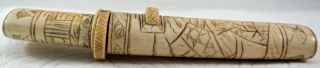 Antique Japanese Tanto or Knife in Scabbard carved Bovine bone Meiji period 2