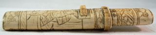 Antique Japanese Tanto or Knife in Scabbard carved Bovine bone Meiji period 4