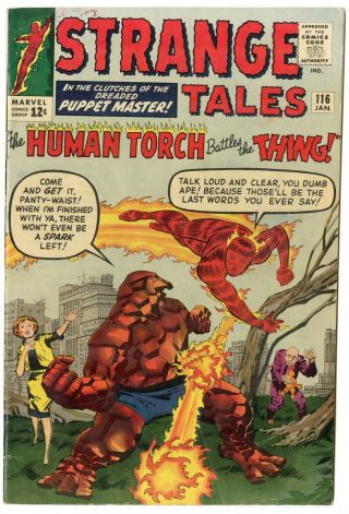 Strange Tales 116 Vg/fn 5.  0 Off - White Pages Thing Vs.  Torch Marvel 1964