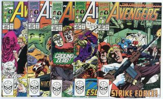 Avengers 321 - 330 Complete Run Avg.  Nm,  9.  6 White Pages Marvel 1990