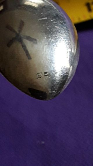 Antique Chinese export sterling silver demitass tea spoon signed 4