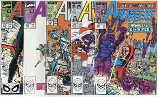 Avengers 311 - 320 Complete Run Avg.  Nm,  9.  6 White Pages Marvel 1989
