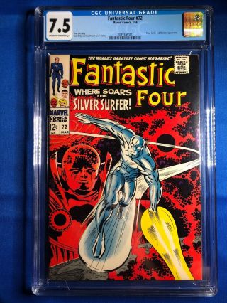 Fantastic Four 72 Cgc 7.  5 Oww (marvel 1968) Silver Surfer App