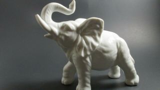 Vintage Omc Otagiri White Ceramic Elephant Figurine Japan Luck Feng Shui
