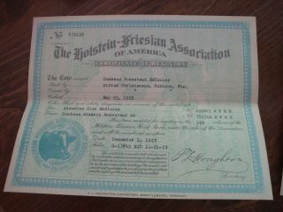 The Holstein - Friesian Association of America Certificate of Registry & Transfer 2