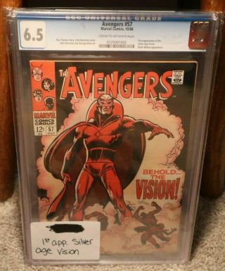 Avengers 57 Cgc 6.  5 Fn,  1st App Of Vision Silver Age 1968 Ow Pages