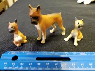 Vintage Napco Japan Boxer Dog Set Of 3 Figurines Doll House Pets