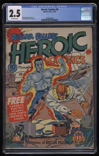 Heroic Comics 9 Cgc 2.  5 Ow Pgs 1941 Eastern Color Bill Everett