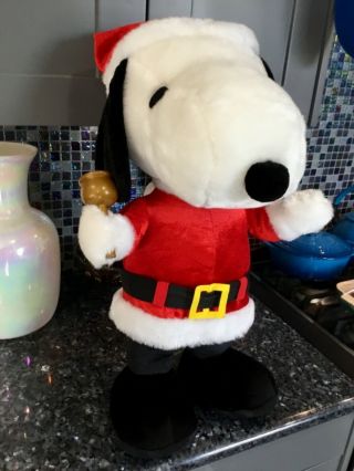 Giant 26” Gemmy Snoopy Peanuts Christmas Santa Claus Plush Door Greeter Standing