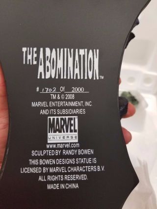 BOWEN DESIGNS The ABOMINATION STATUE MARVEL Hulk Avengers Bust SIDESHOW 4