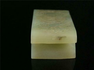 Fine Old Chinese Nephrite Spinach Green Jade Carve Brush Holder Statue bat lotus 2