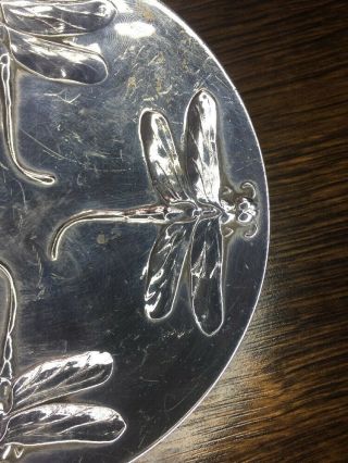 Stunning Vintage French Silver Plate Christofle Dragonfly Plate Pin Dish 7