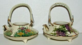 3.  Two Vintage Japanese Satsuma Miniature Teapot Signed No Lids
