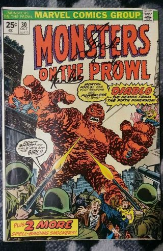 Monsters On The Prowl 30 1975 Vg 6.  0 2x Signed Stan Lee & Jack Kirby