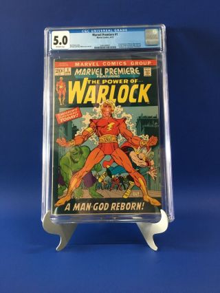 Marvel Premiere 1 Cgc 5.  0 1972 1st Soul Gem And Warlock (formerly As Him) Rare