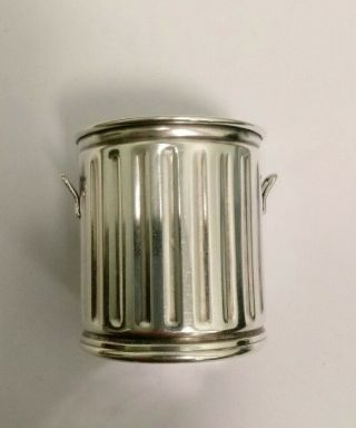Vintage Sterling Silver Garbage Can Toothpick Holder Waste Can Pot