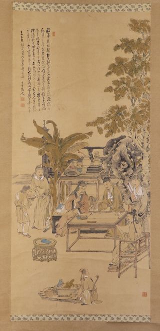 Japanese Hanging Scroll Art Painting " Oath Of The Peach Garden " Chinese E7869