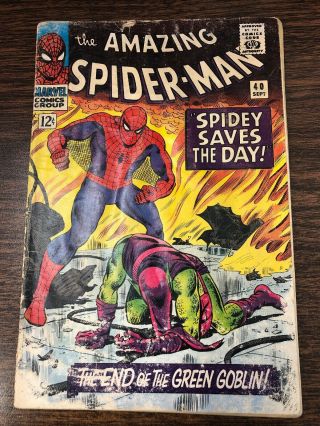 The Spider - Man 40 Marvel 1966 Silver Age Origin Of Green Goblin Key