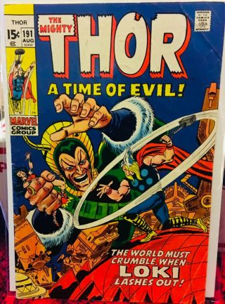 The Mighty Thor,  191,  1971,  Fn,  6.  5,  (marvel) 1st Durok The Demolisher