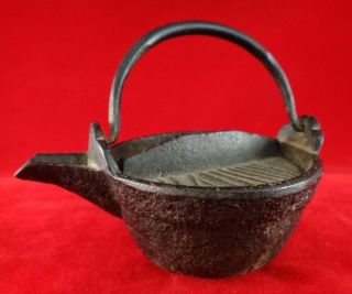 Rare Japanese Miniature Iron Kettle/pot.  Meiji Period (1868 - 1912) 2 5/8” T