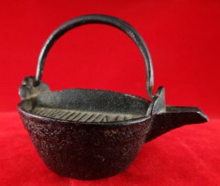 Rare Japanese Miniature Iron Kettle/Pot.  Meiji Period (1868 - 1912) 2 5/8” t 3