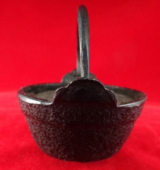 Rare Japanese Miniature Iron Kettle/Pot.  Meiji Period (1868 - 1912) 2 5/8” t 4