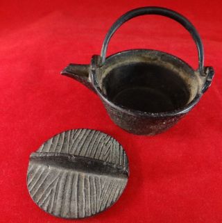 Rare Japanese Miniature Iron Kettle/Pot.  Meiji Period (1868 - 1912) 2 5/8” t 5