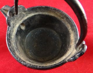 Rare Japanese Miniature Iron Kettle/Pot.  Meiji Period (1868 - 1912) 2 5/8” t 6
