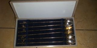 Vintage Antique 950 Silver Ice Tea Spoons With Box 67 Grams