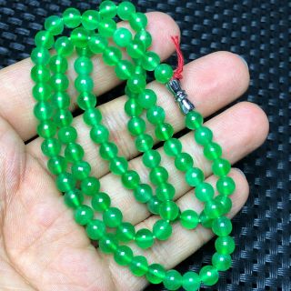 Collectible Chinese Handwork Ice Green Jadeite Jade Beads Rare Lady 