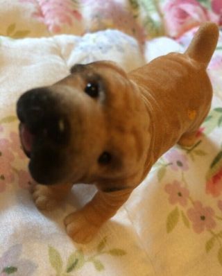 Vintage Plastic Flocked Shar Pei Wrinkle Puppy Dog Head And Tail Moves " Cutie "