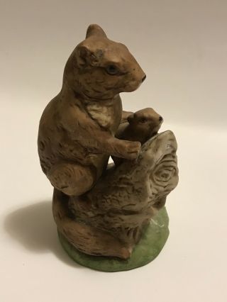 Vintage Squirrel And Baby China Miniature Figurine